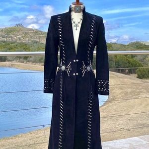 Cowgirl Up! Dramatic Renegade Spirit Suede Rhinestone Duster/ Coat! XS
